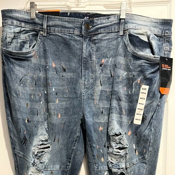 Regal Exchange Men's Jeans Denim Pants 44 x 34 Size, Zip Print Fashion NEW - Picture 1 of 10